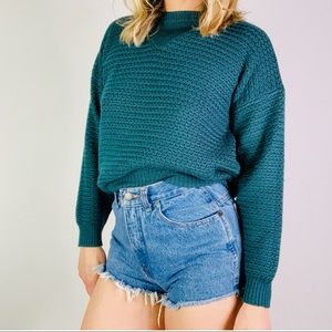 vintage wool blend green crewneck knit sweater
